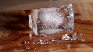 Satisfying ice block cutting with crystal clear sounds